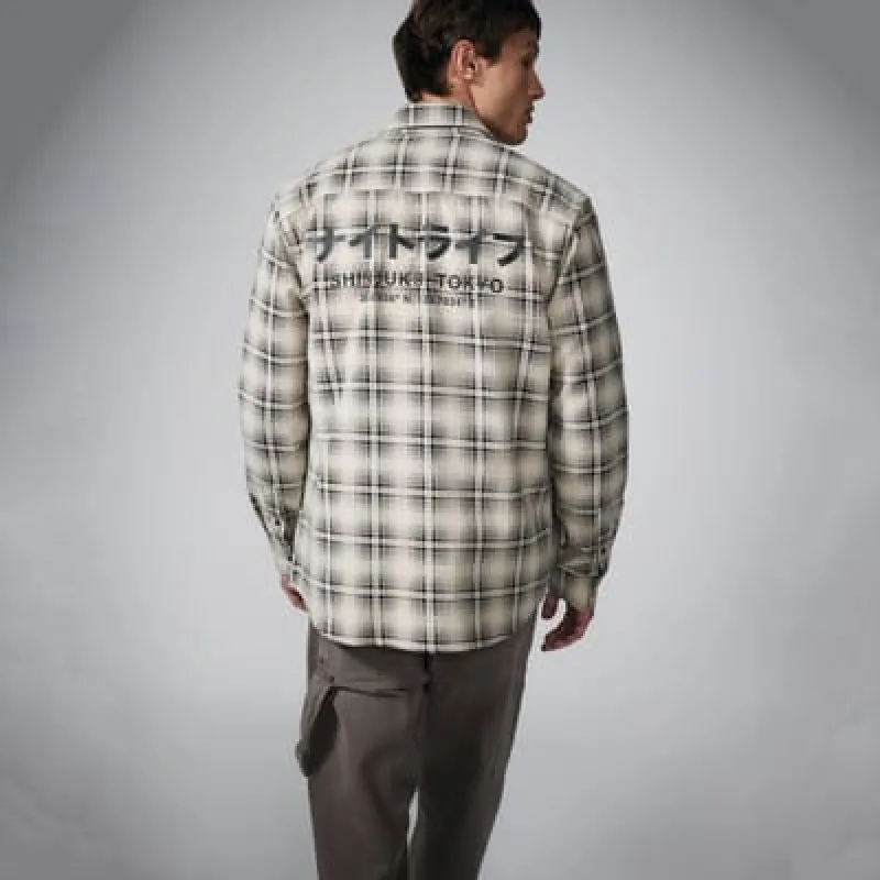 Stone Long Sleeved Flannel Checked shirt sold by River Island