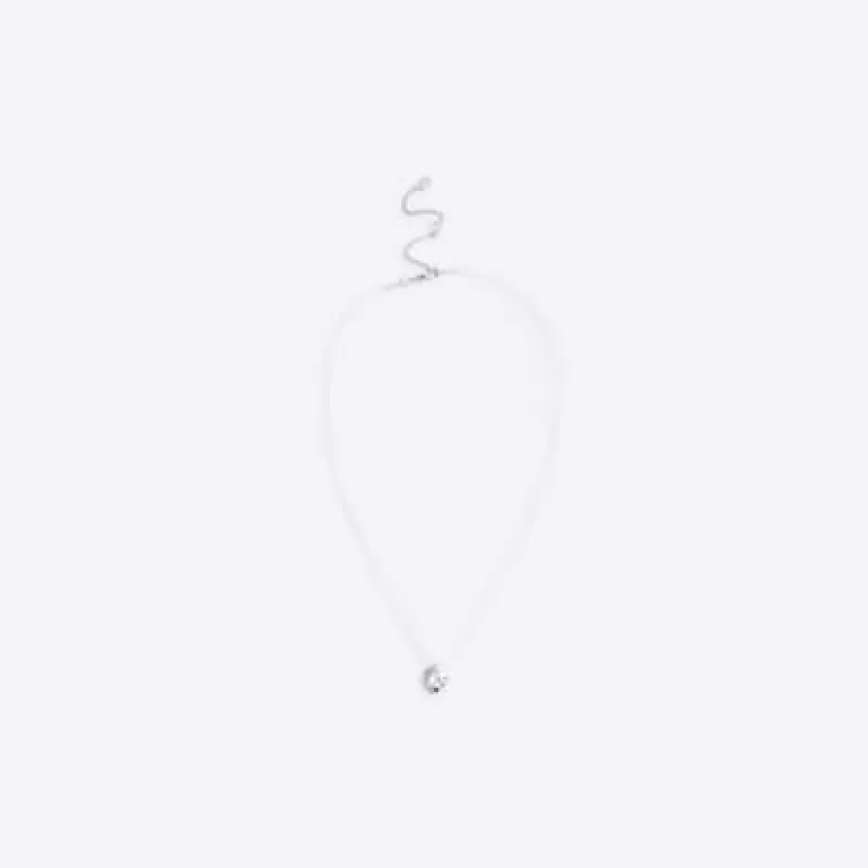Silver Floating Circle Necklace sold by River Island