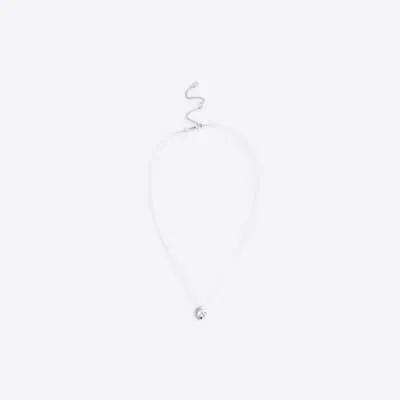 Silver Floating Circle Necklace sold by River Island