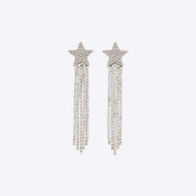 Silver Star Rhinestone Chain Earrings sold by River Island