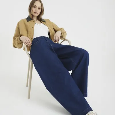 Blue Oversized Barrel Jeans sold by River Island