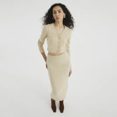 Beige Knitted Midi Skirt sold by River Island