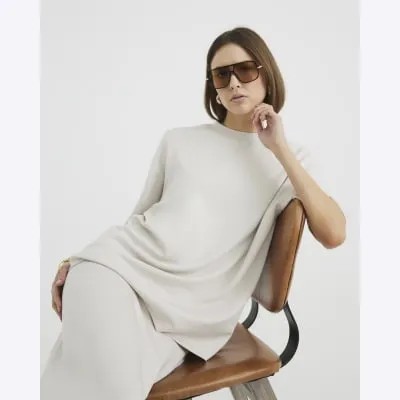 Cream Short Sleeve Oversized T-Shirt sold by River Island