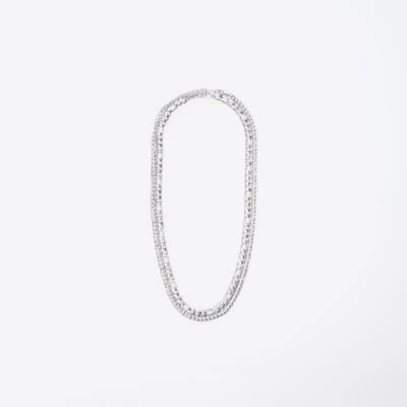 2 Pack silver colour chain necklace sold by River Island