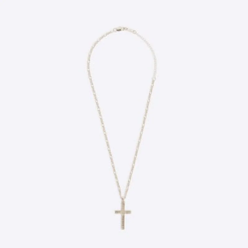 Gold Textured Cross Necklace made by River Island
