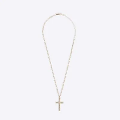 Gold Textured Cross Necklace sold by River Island