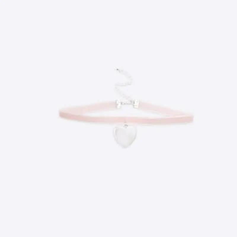 Pink Ribbon Heart Choker Necklace sold by River Island