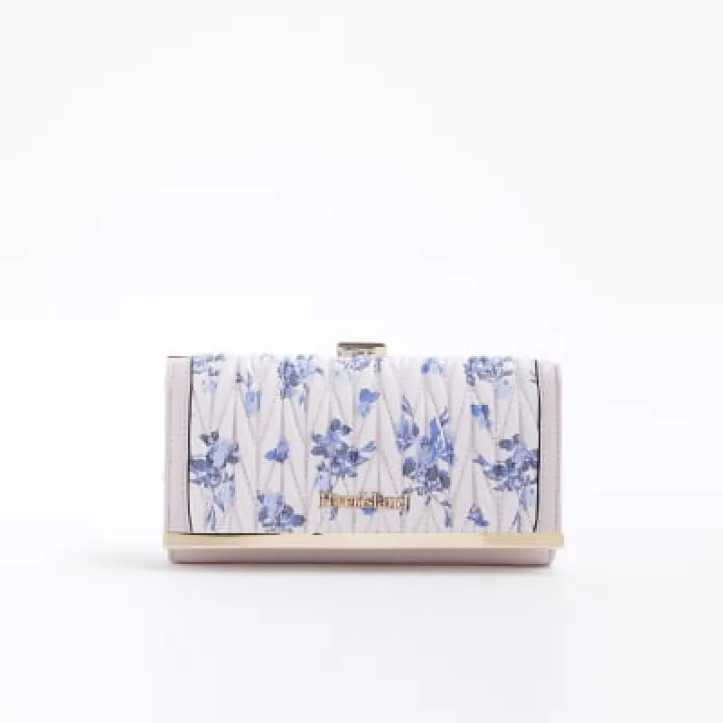 Pink Floral Print Clip Top Purse sold by River Island