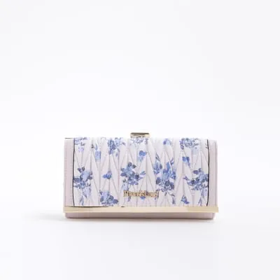 Pink Floral Print Clip Top Purse sold by River Island