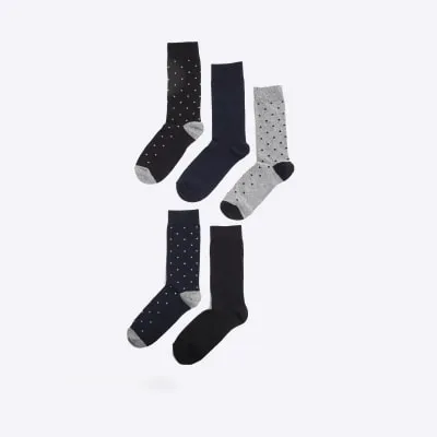 Blue 5 Pack Spot Ankle Socks sold by River Island