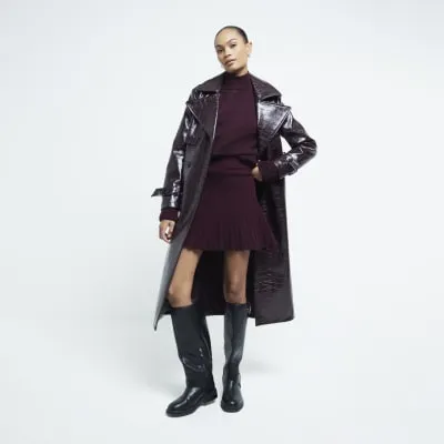 Red Pleated Knitted Mini Skirt sold by River Island