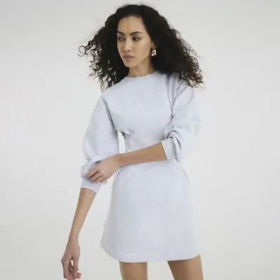 Grey Long Sleeve Corset Sweatshirt Dress sold by River Island