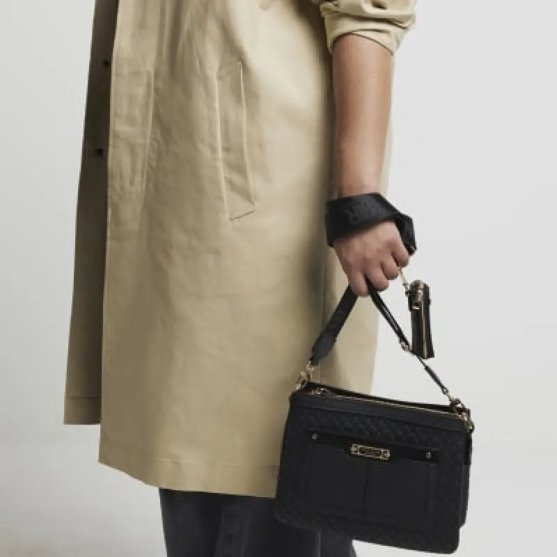 Black RI Monogram cross Body bag sold by River Island