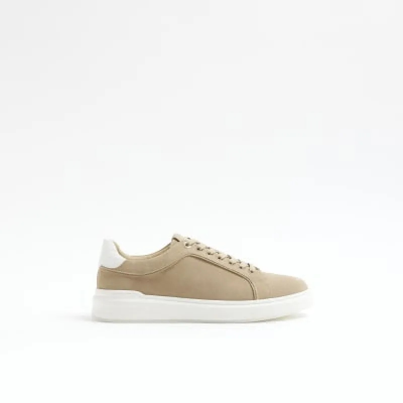 Stone Faux Leather Chunky Trainers sold by River Island