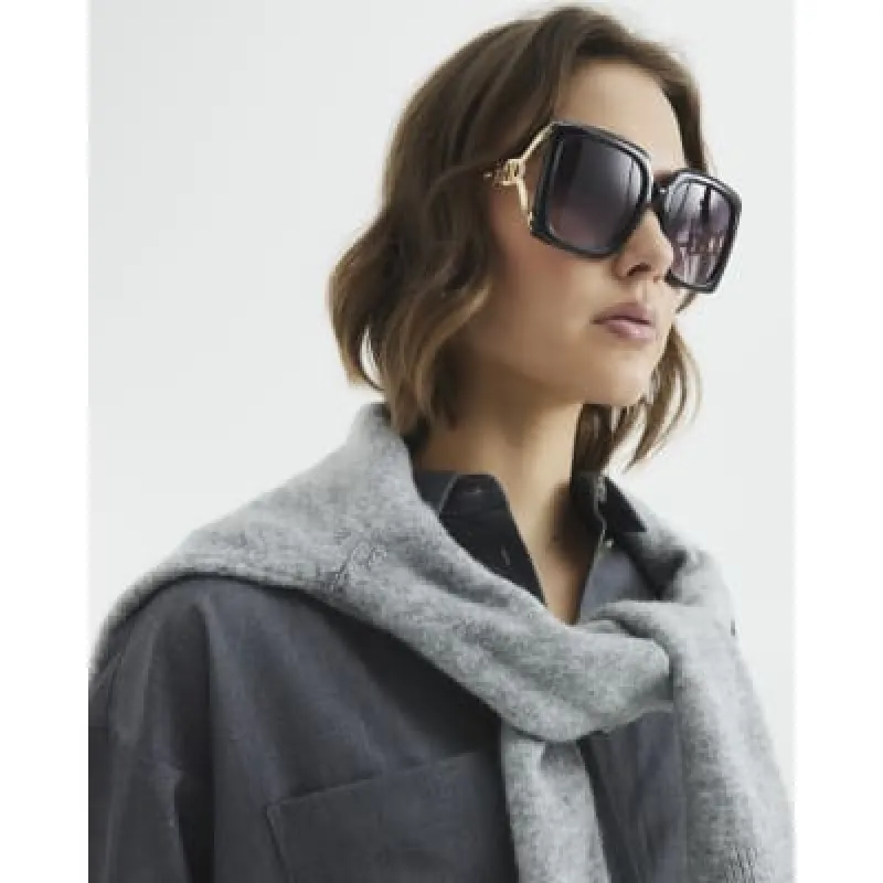 Black Square Cut Out Sunglasses sold by River Island