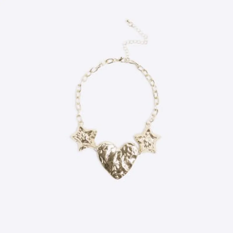 Gold Heart Star Chunky Choker Necklace sold by River Island