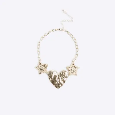 Gold Heart Star Chunky Choker Necklace sold by River Island