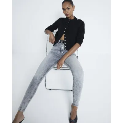 Grey High Rise super skinny jeans sold by River Island