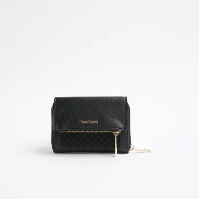 Black monogram flap zip up purse sold by River Island