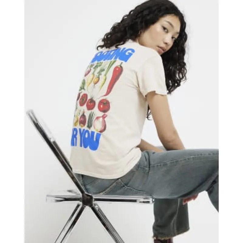 Yellow Rooting For You graphic T-shirt made by River Island