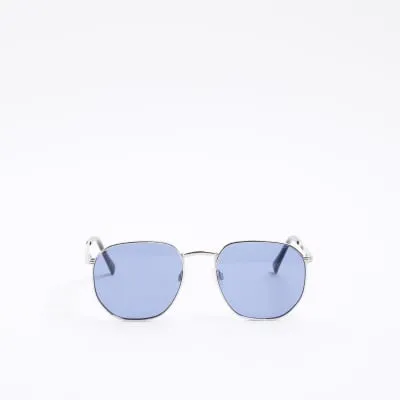 Silver Embossed Metal Hexogen Sunglasses sold by River Island