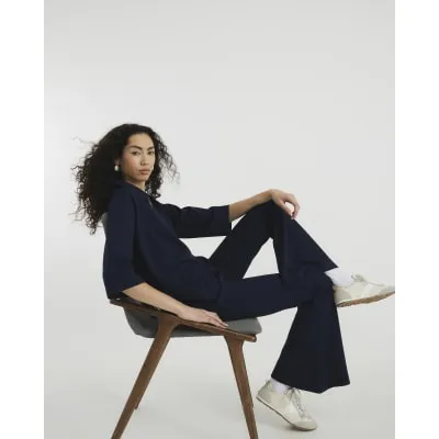 Navy Ponte Pull On Kickflare Trouser sold by River Island