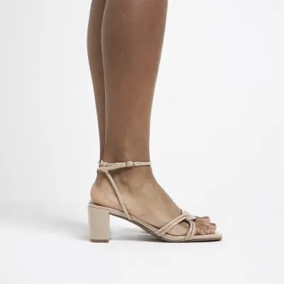 Beige Wide Fit Strappy Block Heel Sandals sold by River Island