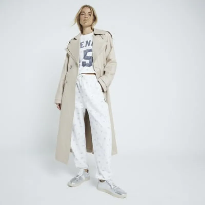 White Floral Print Joggers sold by River Island