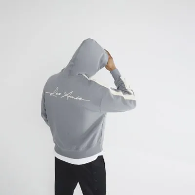 Grey Long Sleeve Taped Hoodie sold by River Island