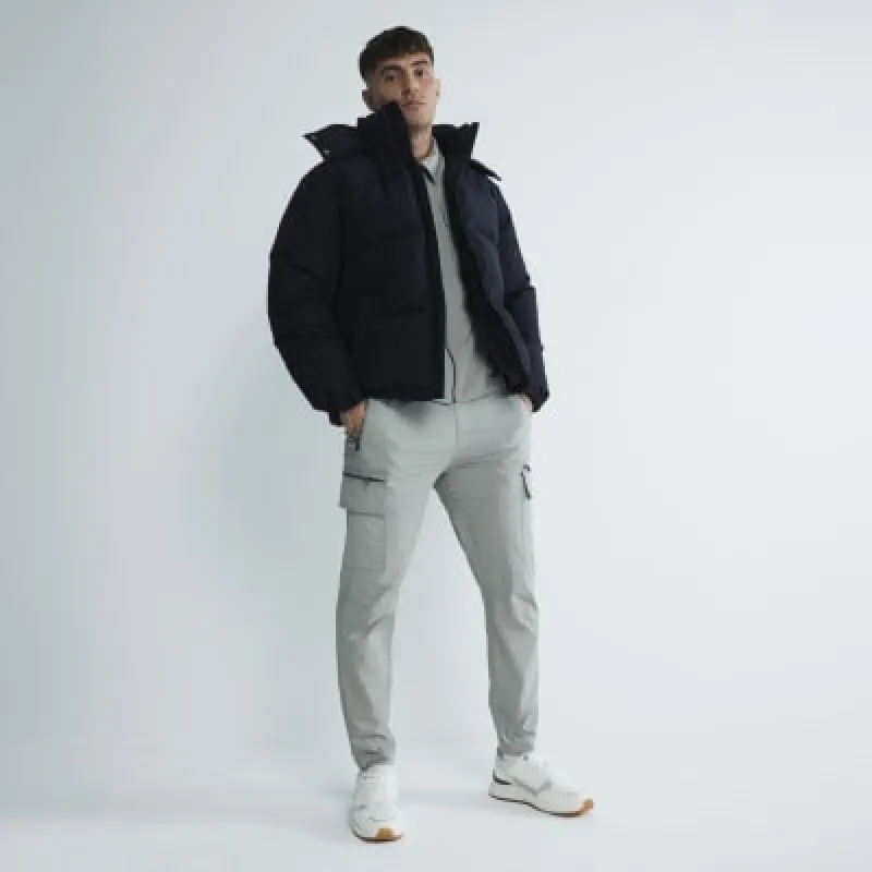 Black Premium Hooded Puffer Jacket sold by River Island