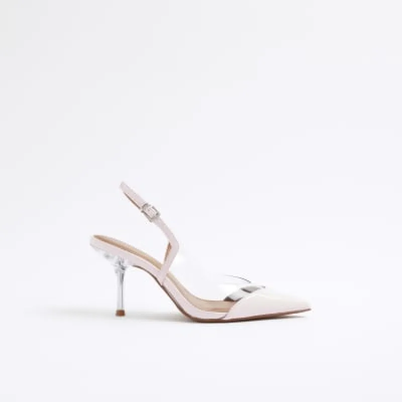 Pink Perspex Sling Back Court Heels sold by River Island
