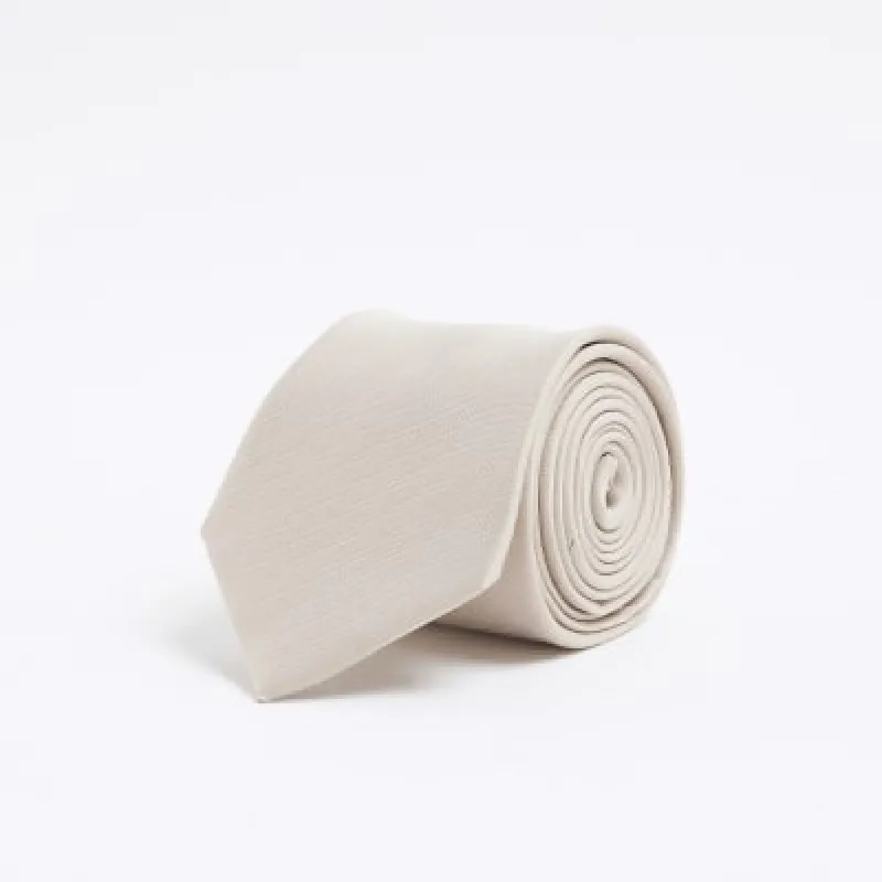 Beige Herringbone Tie sold by River Island