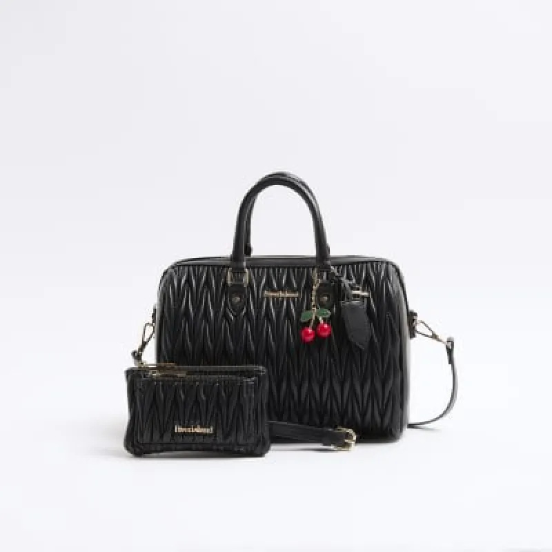 Black Ruched Bowler Bag Bundle sold by River Island
