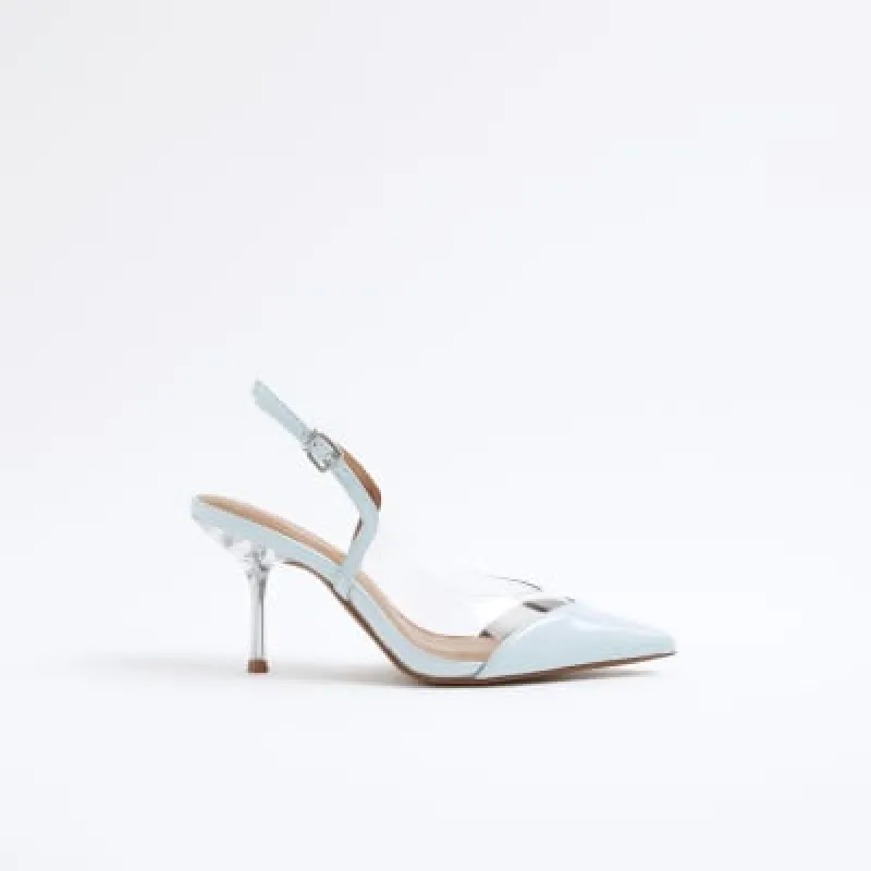 Blue Perspex Sling Back Court Heels sold by River Island