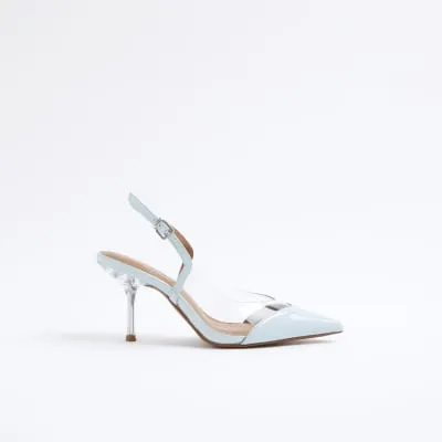 Blue Perspex Sling Back Court Heels sold by River Island