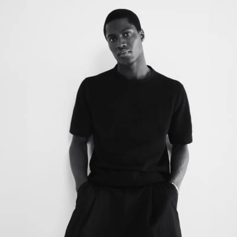 Black Short Sleeve Mesh T-Shirt sold by River Island