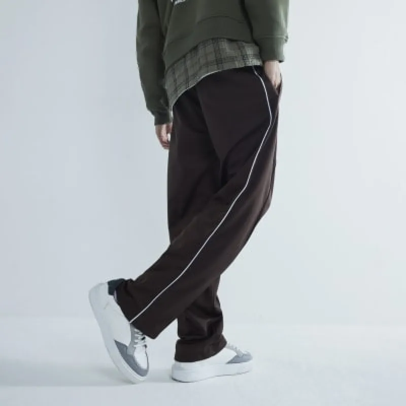 Brown Regular Fit Piped Open Hem Joggers sold by River Island