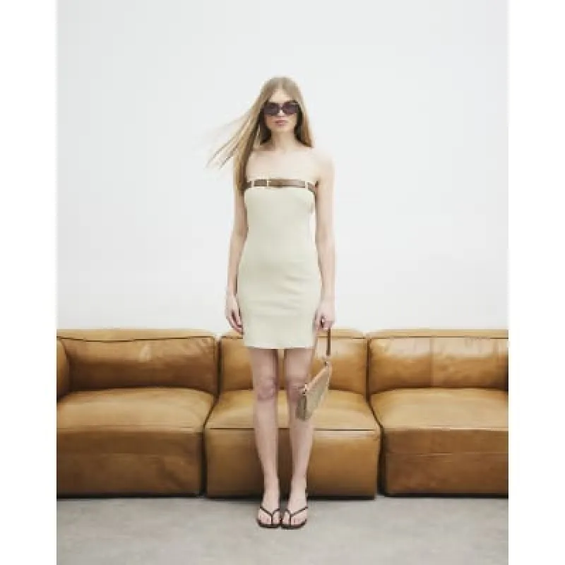 Cream 90s Belt Bandeau Dress sold by River Island