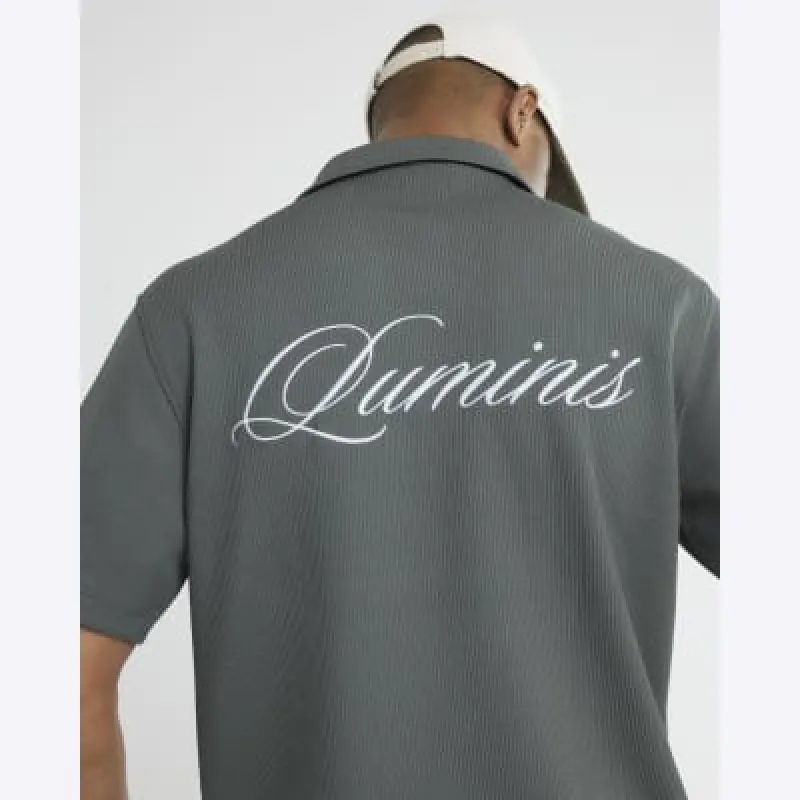 Grey Regular Fit Luminis Quilted Shirt sold by River Island