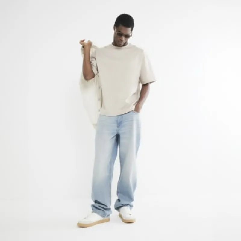 Stone Short Sleeve Oversized T-Shirt sold by River Island