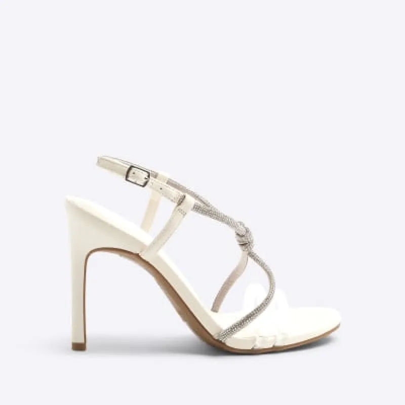 White Perspex Diamante Twist Heeled Sandals sold by River Island