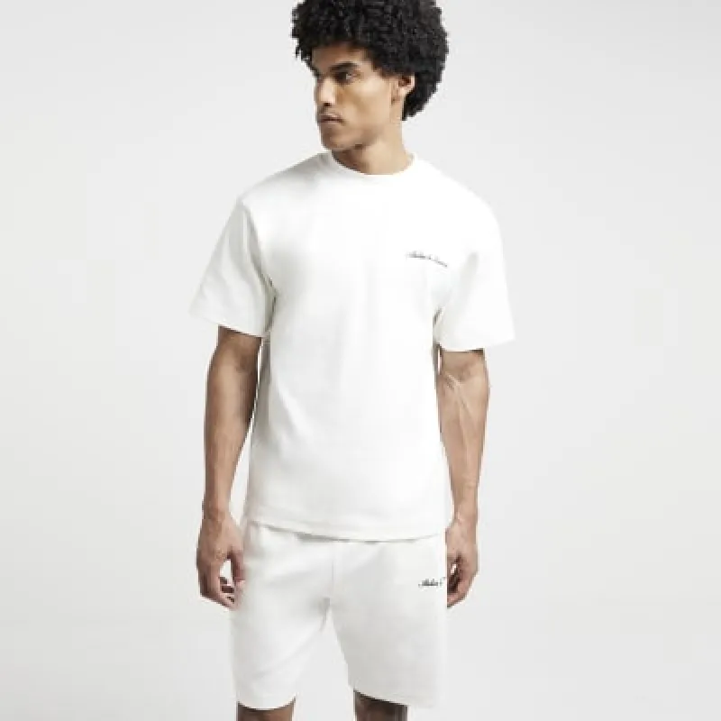 Beige regular fit embroidered script t-shirt sold by River Island