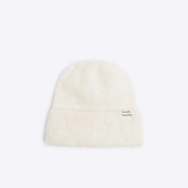 Cream Fluffy Beanie Hat sold by River Island