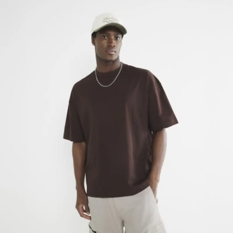 Brown Short Sleeve Oversized T-Shirt sold by River Island