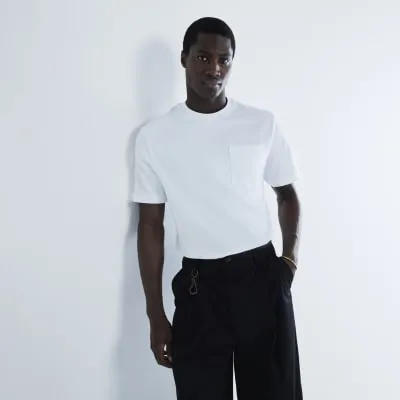 White Regular Fit Pocket T-Shirt sold by River Island