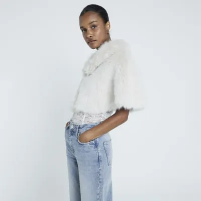 Beige Faux Fur Cape sold by River Island