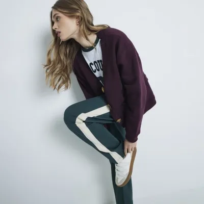 Red V Neck Sweatshirt Cardigan sold by River Island