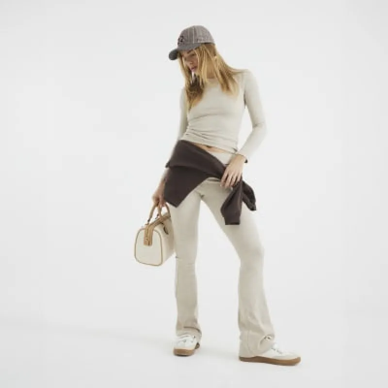 Beige Ribbed Flared Trousers sold by River Island