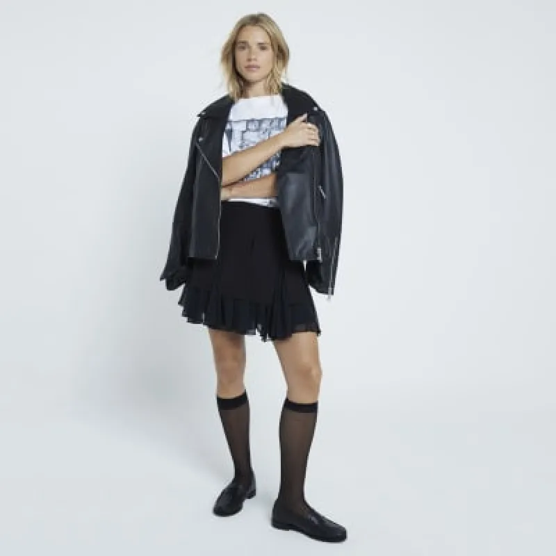 Black layered pleated mini Skirt sold by River Island