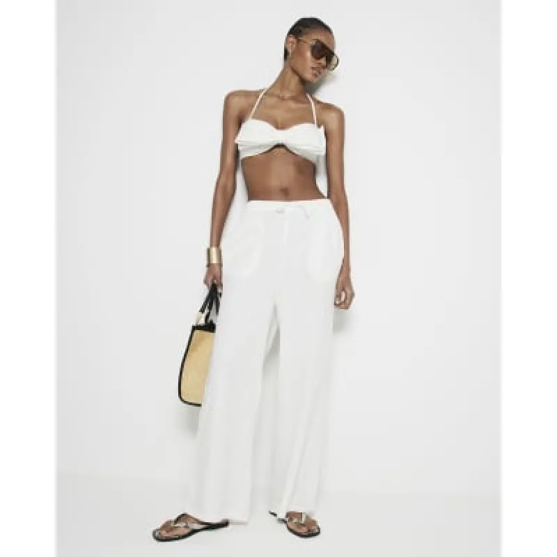 White Cotton Lace Trousers sold by River Island